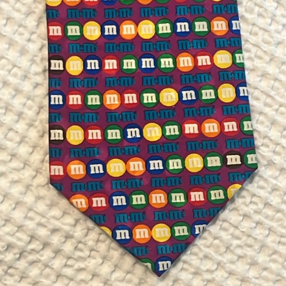 Men’s M&M Tie Colorful 100% Silk Made by Planet Mars Handmade - Picture 2 of 6